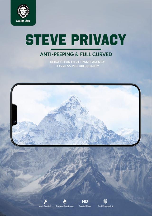 لاصقة حماية للشاشة iPhone 13 Pro  مت Green 9H Steve Privacy Full Glass Screen Protector - Green - SW1hZ2U6MzM1MzA2