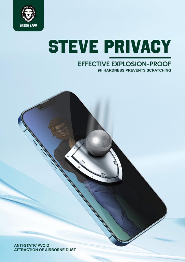 لاصقة حماية للشاشة iPhone 13 Pro  مت Green 9H Steve Privacy Full Glass Screen Protector - Green - SW1hZ2U6MzM1MzIy