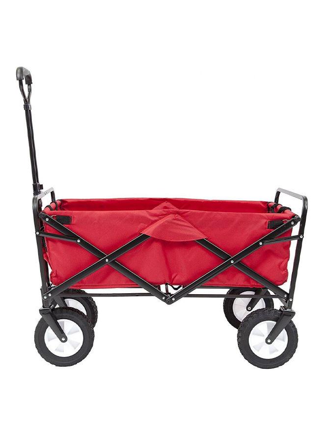 عربة تسوق ( قابلة للطي ) - أحمر  Folding Camping Multi-Function Outdoor Wagon Shopping Cart
