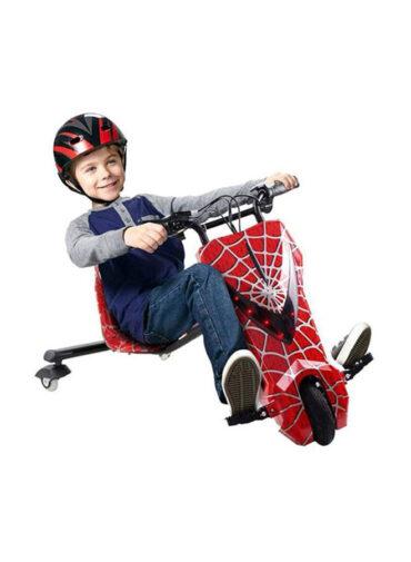 سكوتر درفت كهربائي للأطفال بثلاث عجلات وطبعة سبايدر مان 3Wheel Drifting Scooter In Spiderman Print Comfortable Seat With Backrest