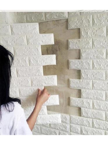 ورق حائط 3D Brick Pattern Decorative Wallpaper Set Off White 3d من Cool Baby