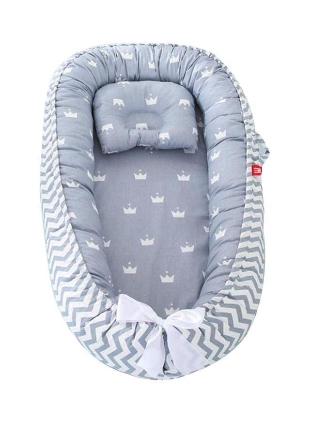 Cool Baby Soft And Lightweight Portable Printed Baby Bassinet, Up To 3 Months - Grey/White - SW1hZ2U6MzQ2NTUy