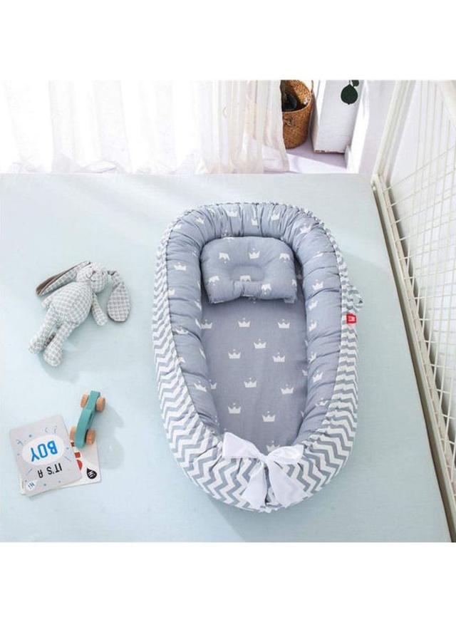 Cool Baby Soft And Lightweight Portable Printed Baby Bassinet, Up To 3 Months - Grey/White - SW1hZ2U6MzQ2NTU0