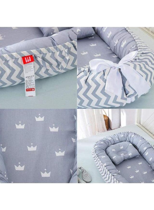Cool Baby Soft And Lightweight Portable Printed Baby Bassinet, Up To 3 Months - Grey/White - SW1hZ2U6MzQ2NTU4