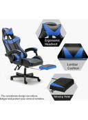 Cool Baby Ergonomically Designed Super Comfort High Back Office/Gaming Chair With Headrest Pillow, Lumbar Cushion And Retractable Footrest Blue/Black 83 x 33 x 58cm - SW1hZ2U6MzQ2NjUz