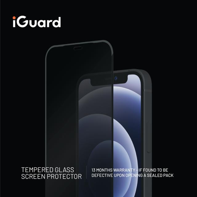 iGuard by Porodo 3D Privacy Glass Screen Protector for iPhone 13 / 13 Pro - Black - SW1hZ2U6MzM1OTE2