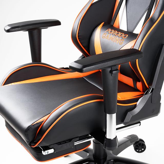 Porodo PU Leather Gaming Chair w/ Footrest & Adjustable Armrest & Backrest w/ Soft Padding, Extra Comfort Molded Seats, Class 3 Gas Lift Suitable for Office & Home - SW1hZ2U6MzM2NjUx