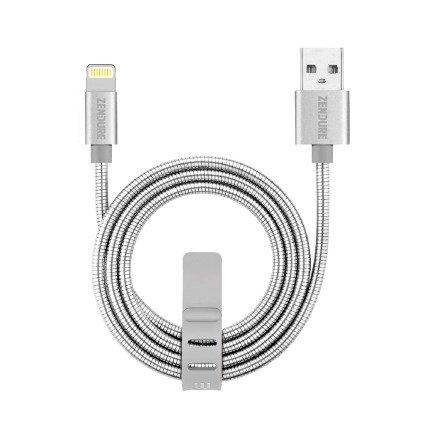 كيبل شحن ايفون زندور من USB الى lightening لون فضي USB lightening metal cable - Zendure