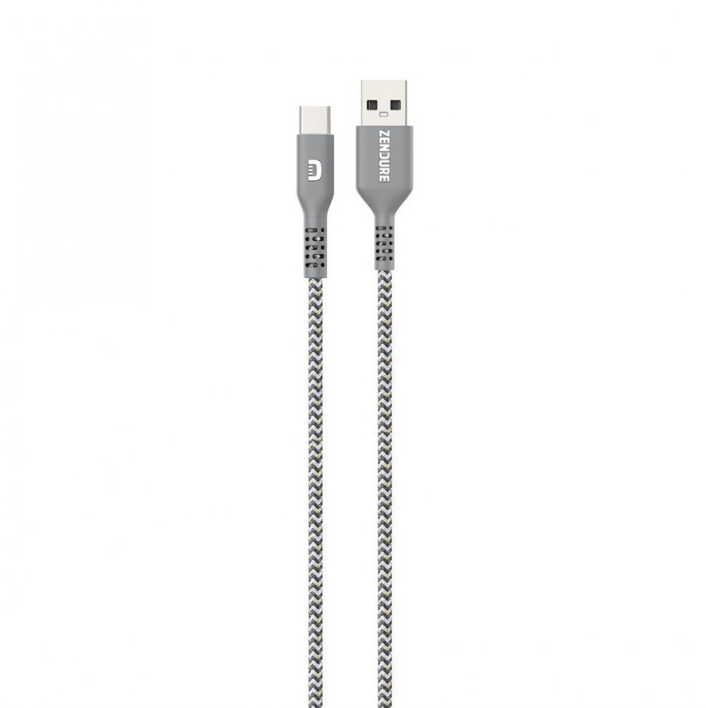 كيبل شحن زندور من USB الى USB-C لون رمادي SuperCord USB-A to USB-C Cable - Zendure