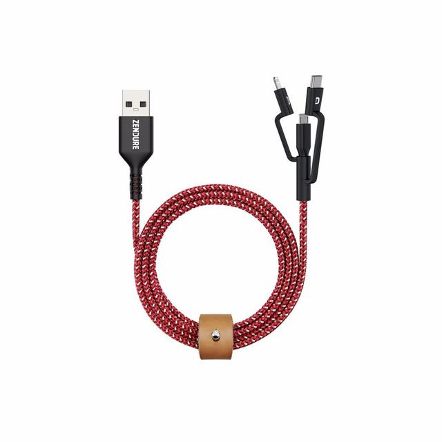 Zendure 1mtr SuperCord 3 in1 Cable [Micro+Type c+8Pin] RED - SW1hZ2U6MzMyMjM2