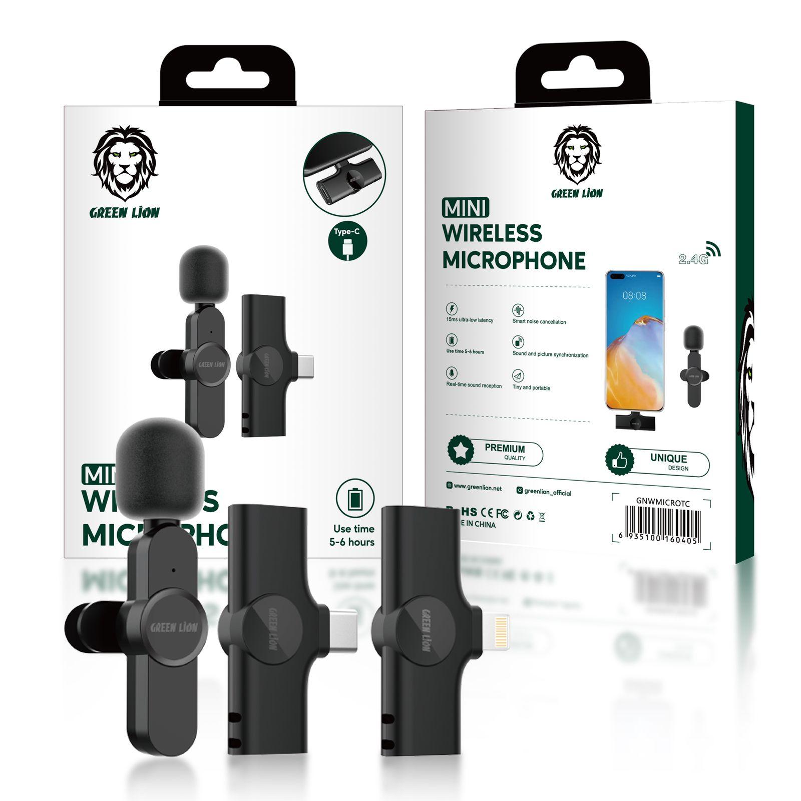ميكروفون لاسلكي صغير لهواتف الآيفون Green Mini Wireless Microphone ( Lightning Connector ) - Black