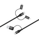 Porodo All in One Aluminum Braided Cable 1.2M 2.4A ( Lightning / Micro USB / Type-C / USB-A ) - Black - SW1hZ2U6MzU3NDY3