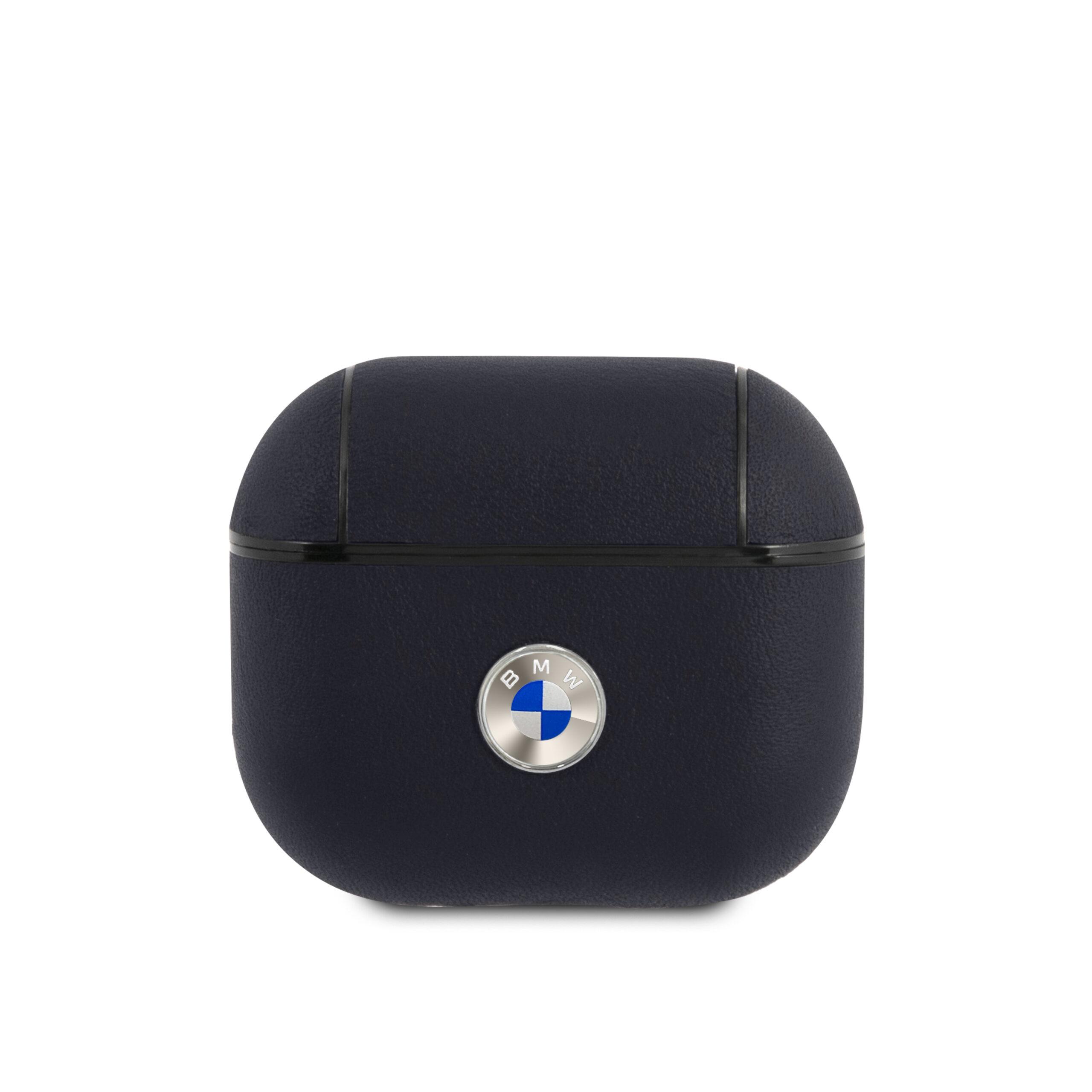 كفر ايربودز 3 من شركة BMW لوغو معدني فضي | BMW Signature Collection PC Genuine Leather Case