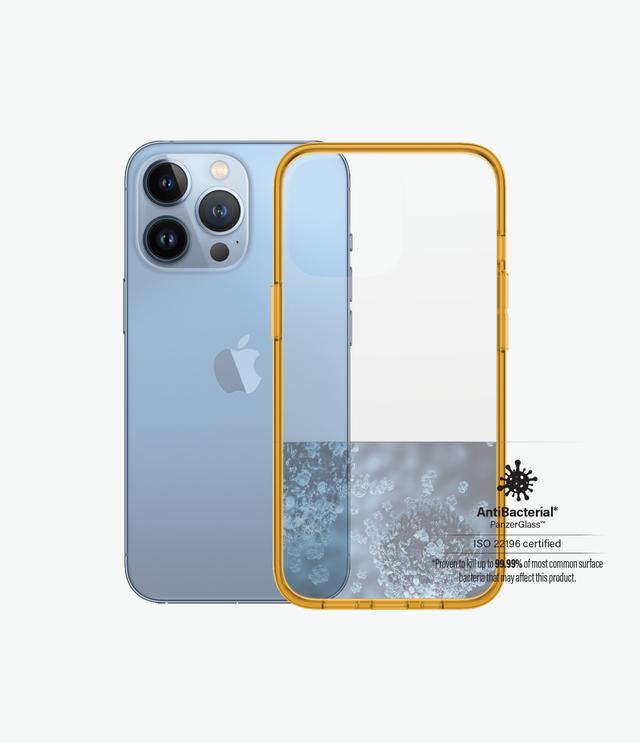 كفر ايفون شفاف مع حواف بلون ذهبي iPhone 13 Pro Clear Case Color من PANZERGLASS - SW1hZ2U6MzU4NzM0