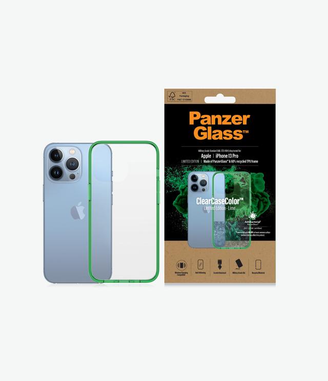 كفر ايفون شفاف مع حواف بلون أخضر iPhone 13 Pro Clear Case Color من PANZERGLASS - SW1hZ2U6MzU4NzQ1