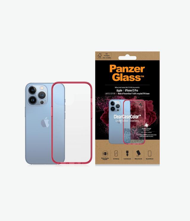 PANZERGLASS iPhone 13 Pro - Clear Case Color - Drp Protection Treated w/Anti-Microbial - Strawberry - SW1hZ2U6MzU4NzUy