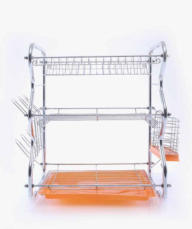 Royalford 3-Layer Dish Rack With Cutlery Holder - Multi-Purpose Detachable Draining Board With Drip - SW1hZ2U6Mzk0NjM1