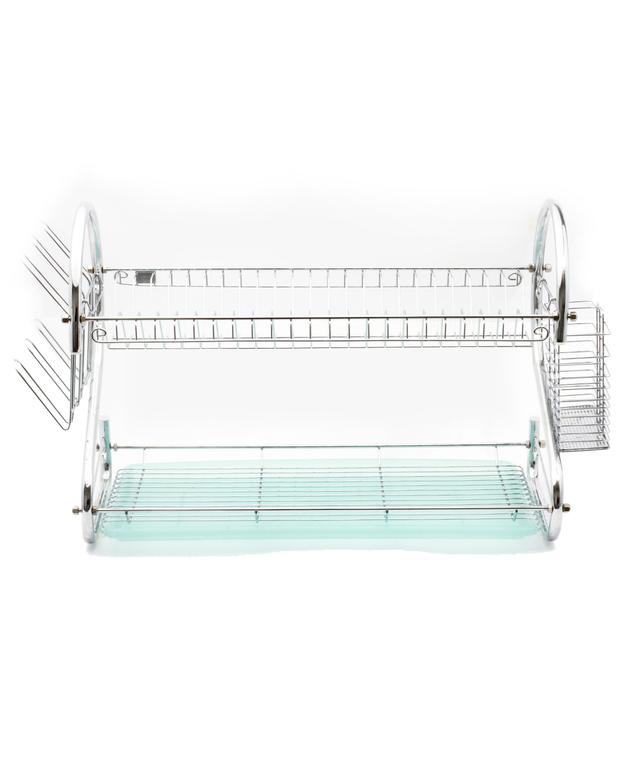 Royalford 2 Layer Metal Dish Rack - Multi-Purpose Draining Board With Drip Tray, Durable And Easy - SW1hZ2U6Mzk0NTcy
