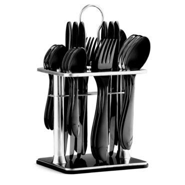 طقم أدوات مائدة 24 قطعة - أسود Royalford 24 Piece-Black Coated Cutlery Set