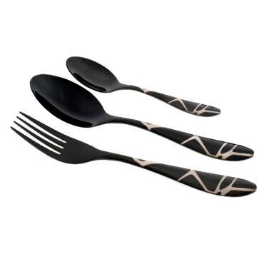طقم أدوات مائدة 24 قطعة - أسود Royalford 24 Piece-Black Coated Cutlery Set
