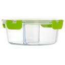Royalford Food Storage Container, Green Clips, 2 Compartment Round Storage Box, Plastic Sealable - SW1hZ2U6NDEzNTQ0