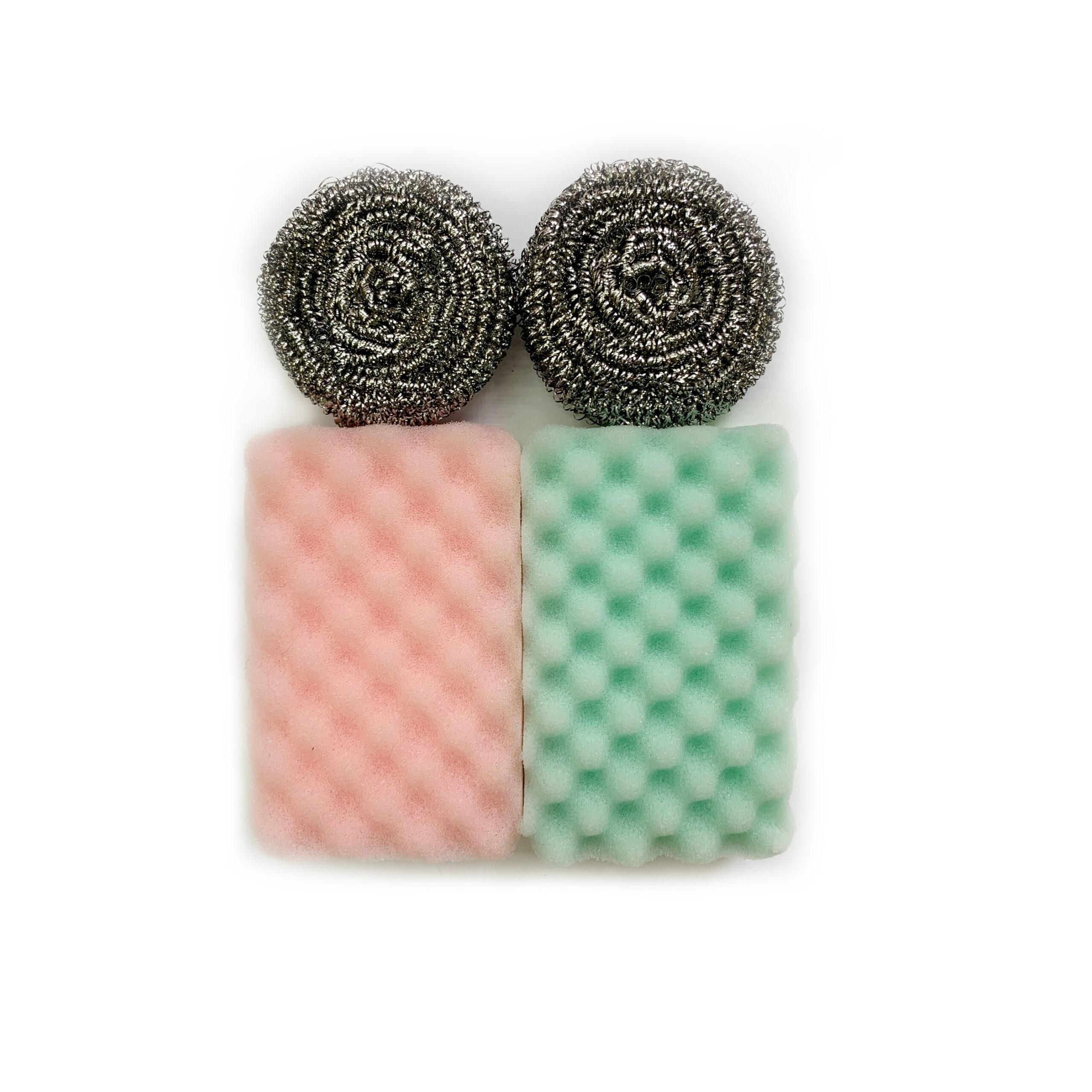 قطعتان من سلك المواعين وقطعتان من ليف الجلي Delcasa 2Pc Steel Wool + 2 Pcs Cleaning Sponge