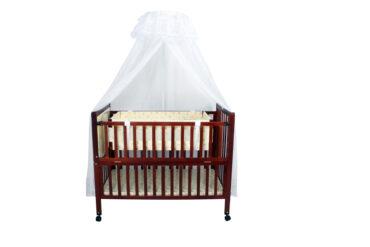 سرير للأطفال خشبي مع ناموسية Coffee Wooden Bed With Cradle And Mosquito Net - Baby Plus - 4}