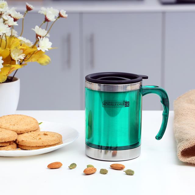 ماغ (كوب) حراري معدني 14 أونصة Royalford - 14Oz Travel Mug - Coffee Mug Tumbler With Handle With Lid Travel Friendly - SW1hZ2U6MzY5NDAx