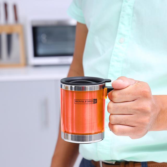 ماغ (كوب) حراري معدني طبقتين 14 أونصة Royalford - 14Oz Travel Mug - Coffee Mug Tumbler - SW1hZ2U6MzY5MzQ5