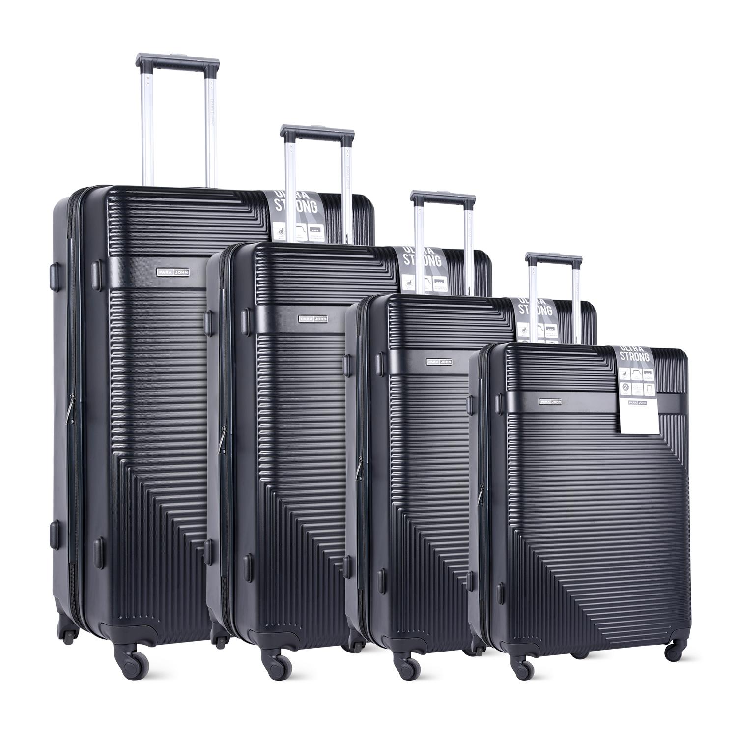 طقم حقائب سفر 4 حقائب مادة ABS بعجلات دوارة (20 ، 24 ، 28 ،32) بوصة أسود PARA JOHN - 4 Pcs Zin Trolley Luggage Set, Black