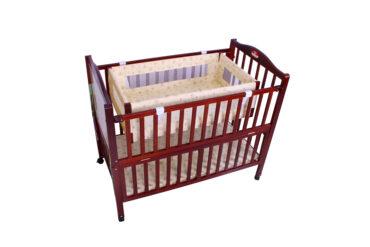 سرير للأطفال خشبي مع ناموسية Coffee Wooden Bed With Cradle And Mosquito Net - Baby Plus - 2}