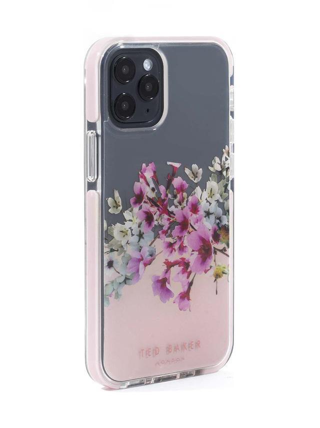 Ted Baker iPhone 12 Mini Anti-Shock Floral Case - Elegant Drop Protection Cover, TPU Bumper, Wireless Charging Compatible, Women/Girls Phone Case - Jasmine Clear - SW1hZ2U6MzU5MTY3