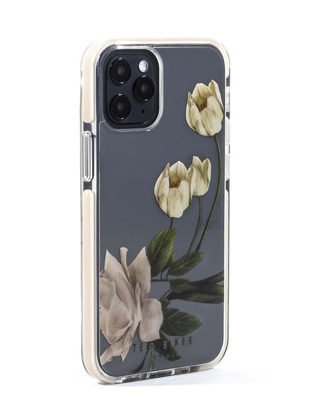 Ted Baker iPhone 12 Mini Anti-Shock Floral Case - Elegant Drop Protection Cover, TPU Bumper, Wireless Charging Compatible, Women/Girls Phone Case - ElderFlower Clear - SW1hZ2U6MzU5MTk1