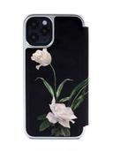Ted Baker iPhone 12 / 12 Pro Mirror Folio Case - Elegant Book Case w/ Built-in Mirror, Wireless Charging Compatible, Women/Girls Phone Case - Elder Flower Black Silver - SW1hZ2U6MzU5MjIx
