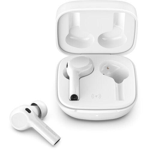سماعات ايربود بخاصية تتبع ENC - أبيض -  FREEDOM True Wireless Earbuds - Bluetooth Earphone Works w/ Apple Find My, Bass, Advanced Noise Reduction - Belkin - SW1hZ2U6MzU5Njcy