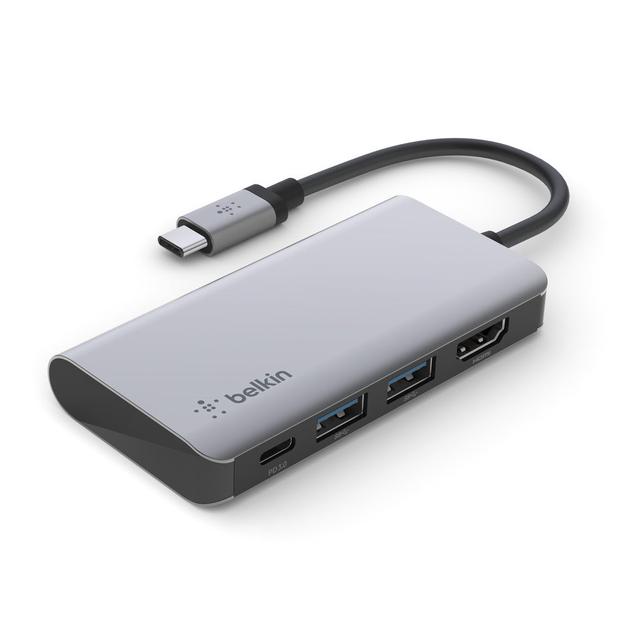 Belkin CONNECT USB-C 4-in-1 Multiport Hub - HDMI 4K video resolution, 100W USB-C PD 3.0, 2x USB-A 3.0, 5 Gbps Bandwidth, for MacBook Pro/Air, iPad Pro and other USB-C Devices - SW1hZ2U6MzU5Njg2