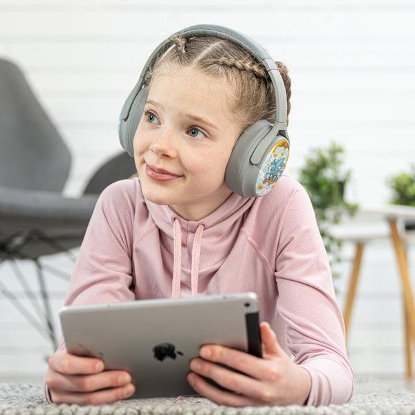 BuddyPhones ONANOFF Cosmos Plus Active Noise Cancellation Wireless Bluetooth headphone for Kids | Safe Volume w/ Study Mode 24 Hrs Battery Built-in Mic | Ajustable Foldable for e-Learning - Grey Matt - SW1hZ2U6MzU5ODcy