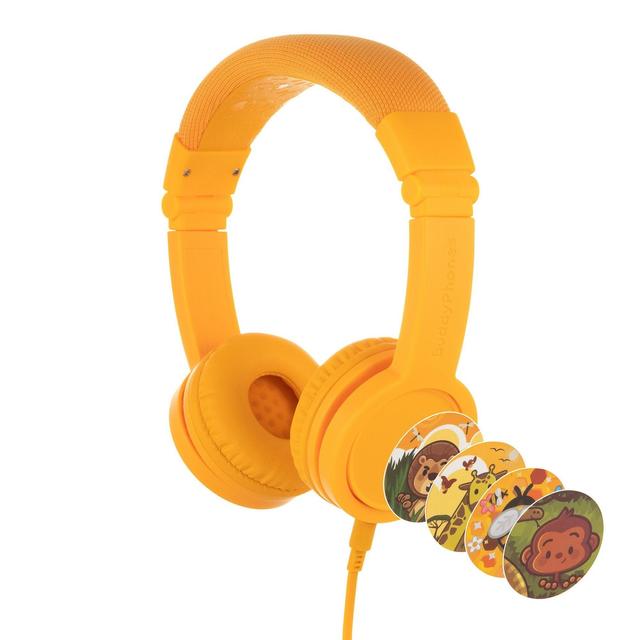 BuddyPhones ONANOFF Explore Plus Foldable With Mic | Safe Volume In-line Mic w/ Control Button |Detachable Audio Cable| Adjustable Foldable for Tablet, Nintendo Wii, e-Learning - Sun Yellow - SW1hZ2U6MzU5OTE3