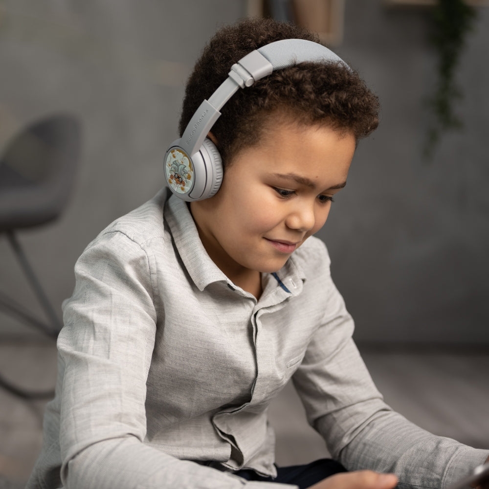 سماعات بلوتوث للأطفال لون رمادي BuddyPhones Play Plus Wireless Bluetooth for Kids - ONANOFF