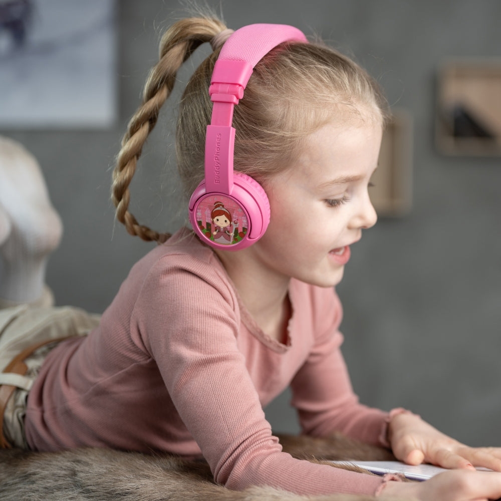 سماعات بلوتوث للأطفال لون زهري BuddyPhones Play Plus Wireless Bluetooth for Kids - ONANOFF