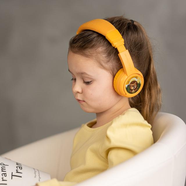 BuddyPhones ONANOFF Play Plus Wireless Bluetooth for Kids | Safe Volume w/ Study Mode 20 Hrs Battery Built-in Mic | Wired or Wireless | Adjustable Foldable for Phone, Tablet, e-Learning - Sun Yellow - SW1hZ2U6MzU5OTU2