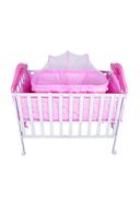 سرير للأطفال زهري مع ناموسية Wooden Bed With Cradle And Mosquito Net - Baby Plus - SW1hZ2U6NDIyMzMx