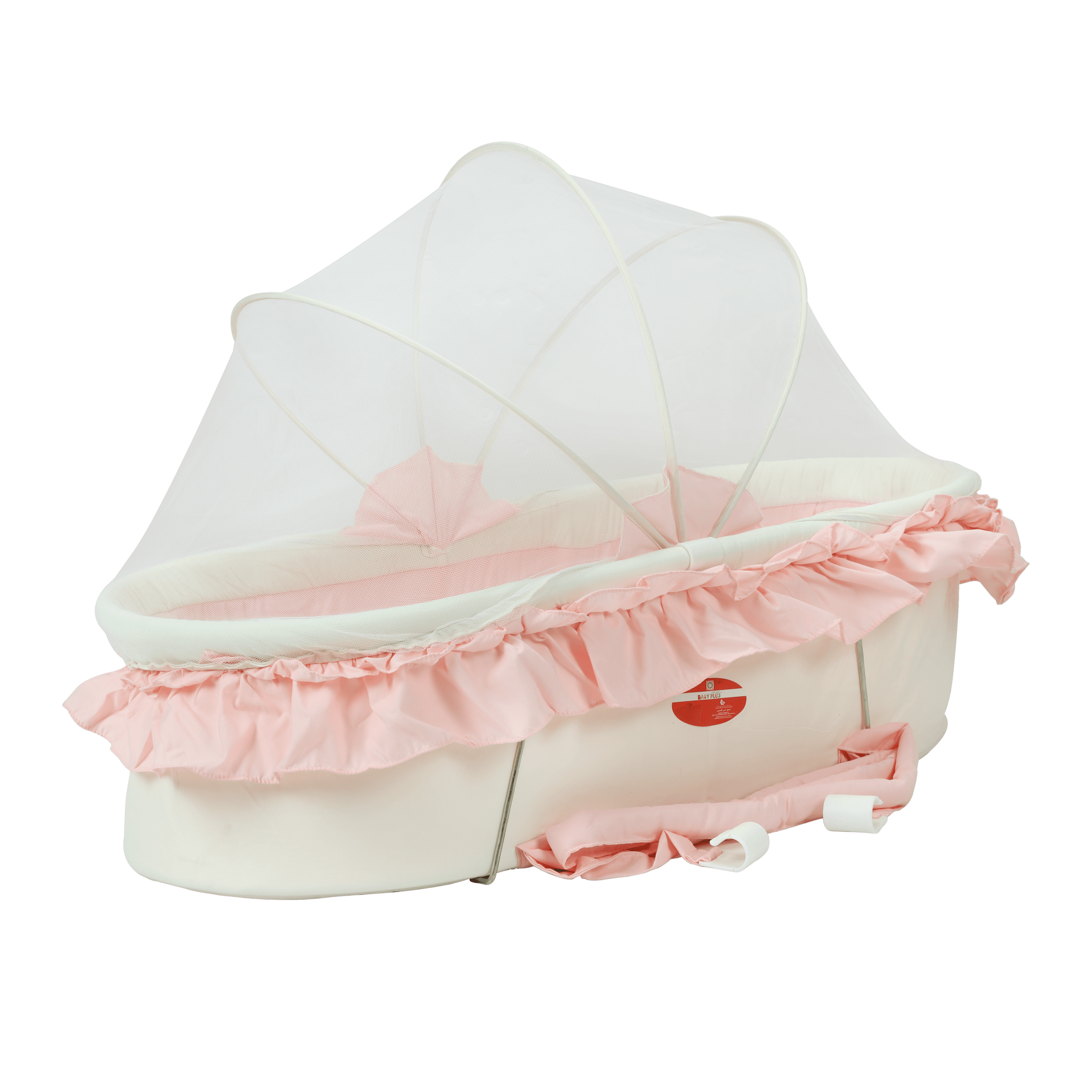 سرير أطفال محمول مع ناموسية - وردي Baby Plus Portable Folding Baby Cribbaby Bed Bag