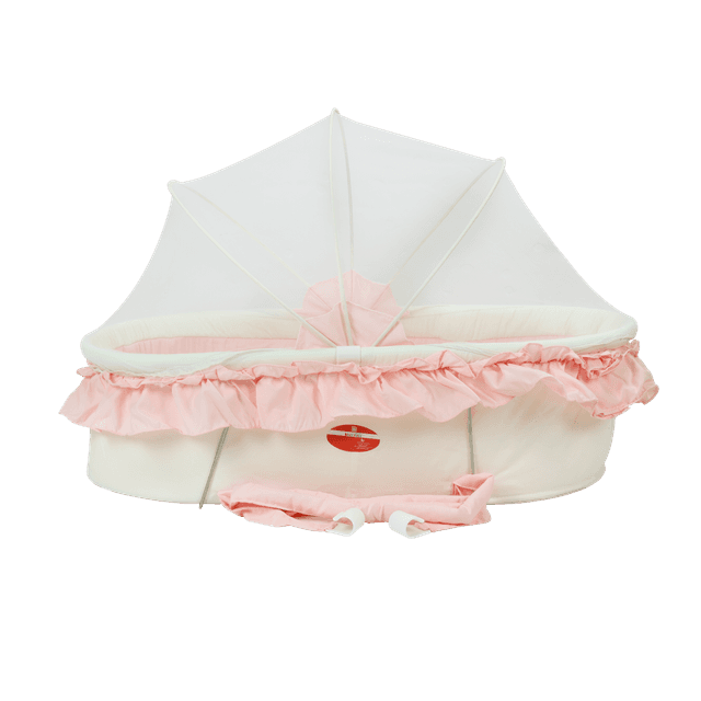 سرير أطفال محمول مع ناموسية - وردي Baby Plus Portable Folding Baby Cribbaby Bed Bag - SW1hZ2U6MzkzNTE4