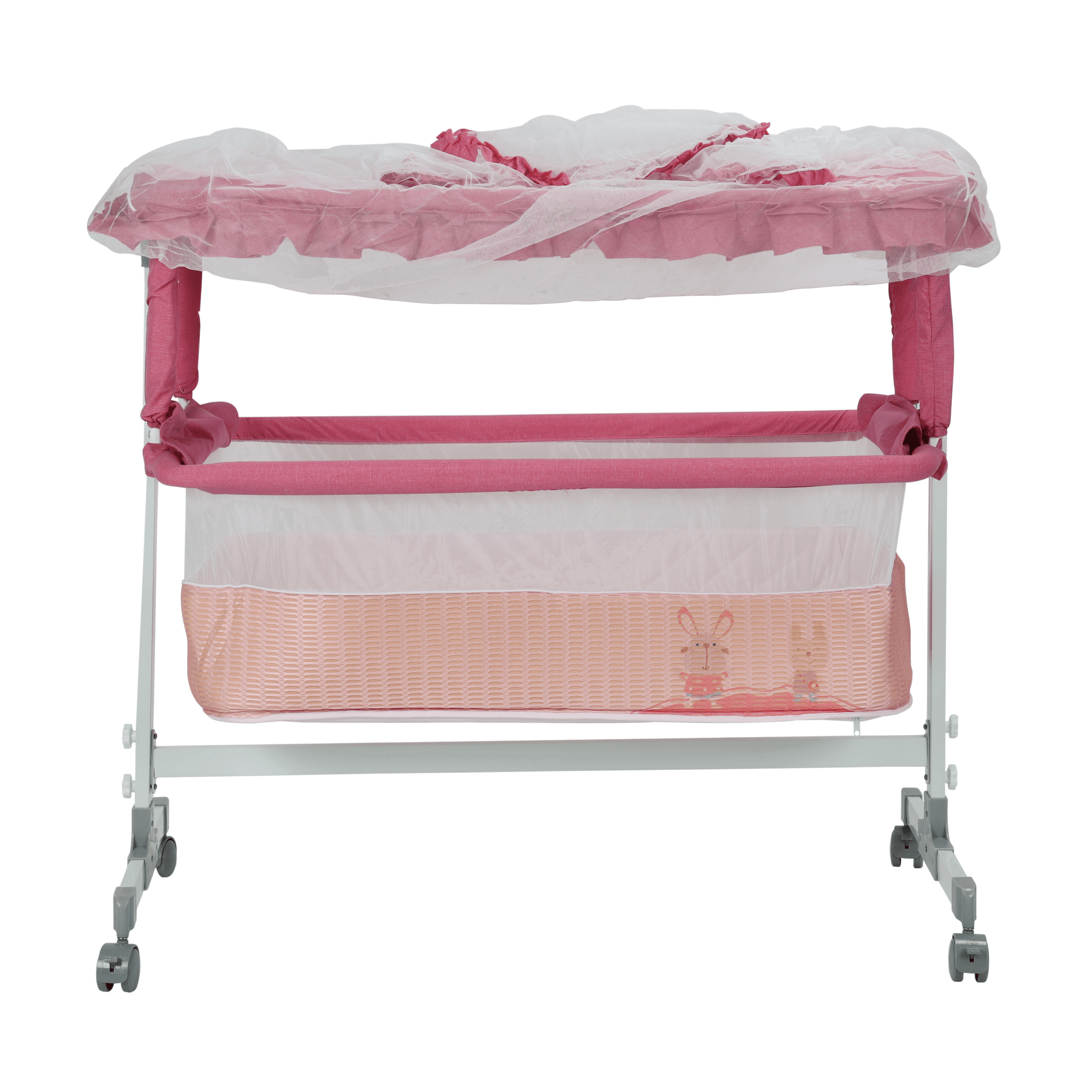 سرير للأطفال هزاز مع ناموسية زهري Baby Cradle - Baby Plus