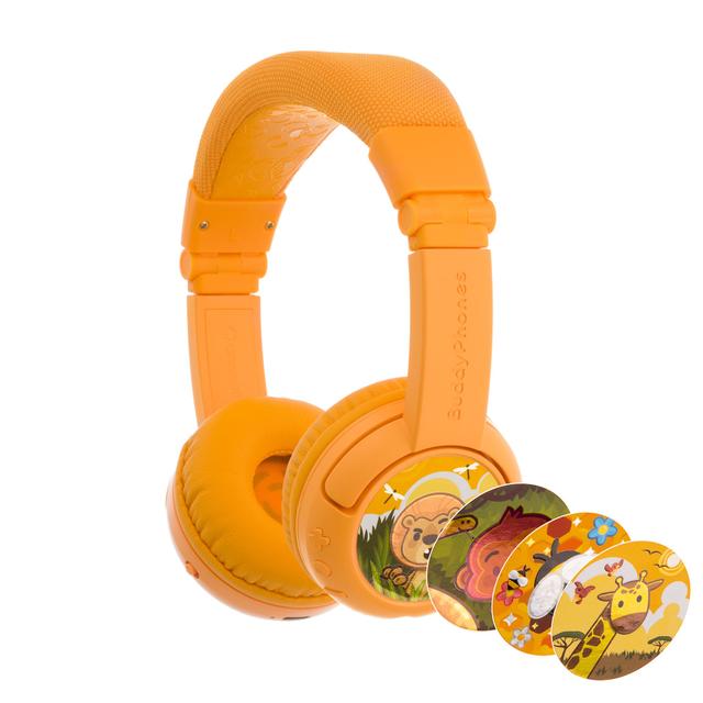BuddyPhones ONANOFF Play Plus Wireless Bluetooth for Kids | Safe Volume w/ Study Mode 20 Hrs Battery Built-in Mic | Wired or Wireless | Adjustable Foldable for Phone, Tablet, e-Learning - Sun Yellow - SW1hZ2U6MzU5OTUy
