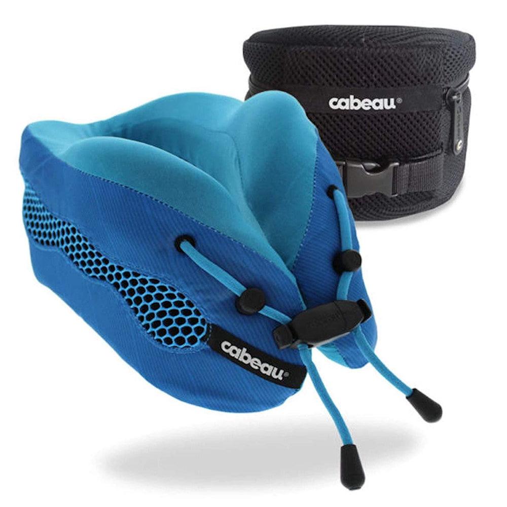 وسادة رقبة قابلة للتعديل مع حقيبة اسفنجية - أسود وأزرق - Evolution Cool Travel Pillow, Air Circulating Head and Neck Memory Foam - cabeau