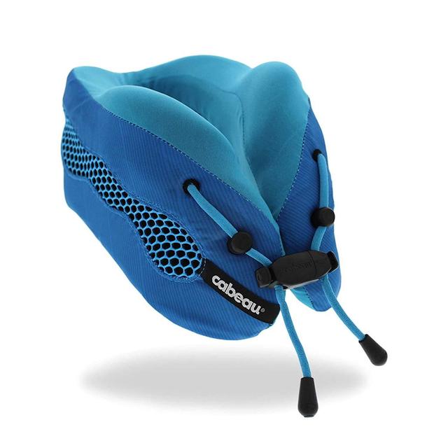 وسادة رقبة قابلة للتعديل مع حقيبة اسفنجية - أسود وأزرق - Evolution Cool Travel Pillow, Air Circulating Head and Neck Memory Foam - cabeau - SW1hZ2U6MzYwMTM4