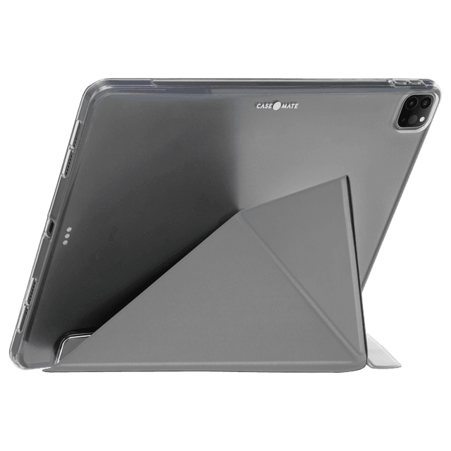 Case-mate Multi-Stand Case for Apple iPad Pro 12.9" 2021 5th Gen|Folding Origami Folio Cover, Impact & Scratch Protection, Slim & Thin, See-Through Apple Logo - Gray - SW1hZ2U6MzYwMjY5