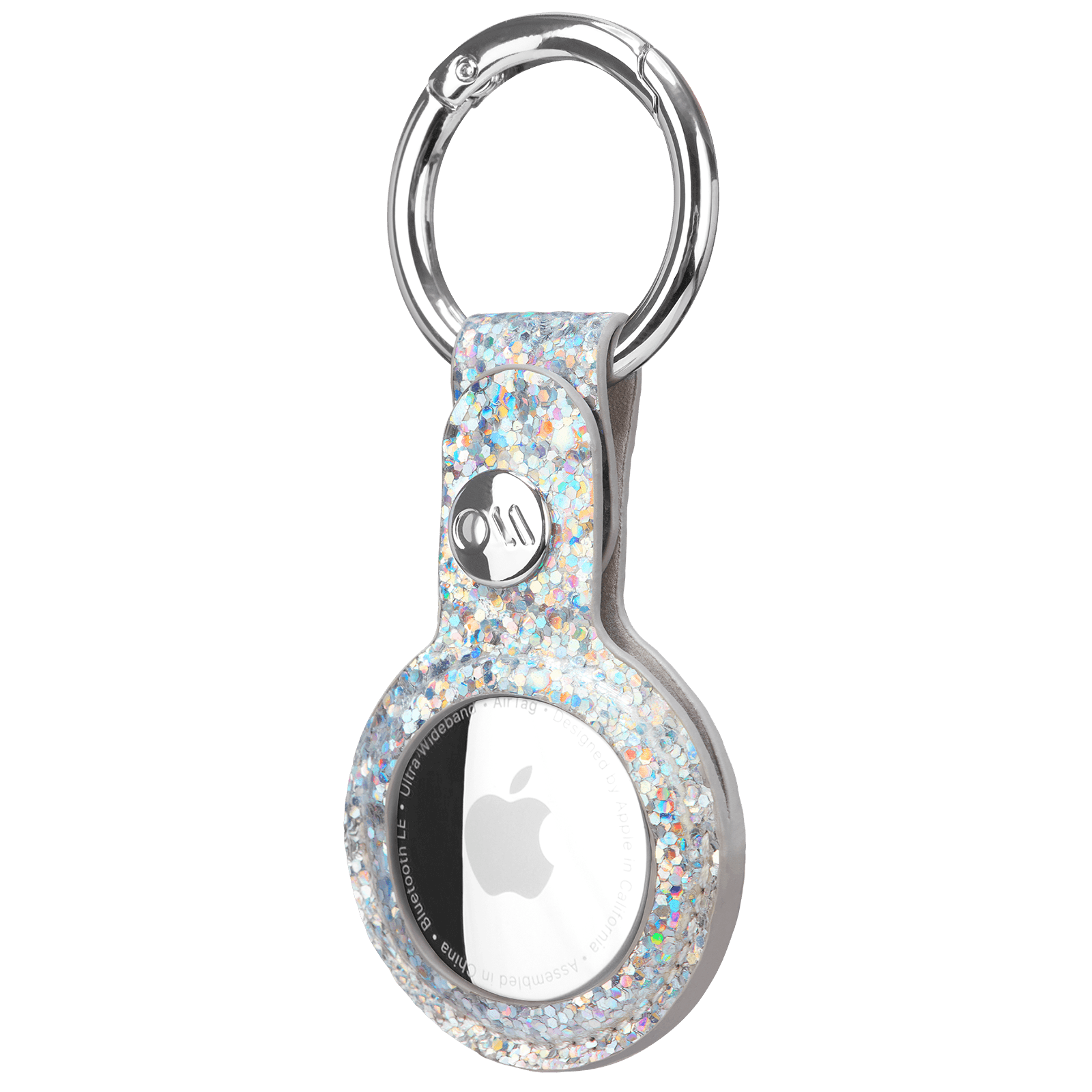 كفر اير تاغ جلدي بخطاف  - فضي - Leather Keychain Case for Apple AirTag - Case mate
